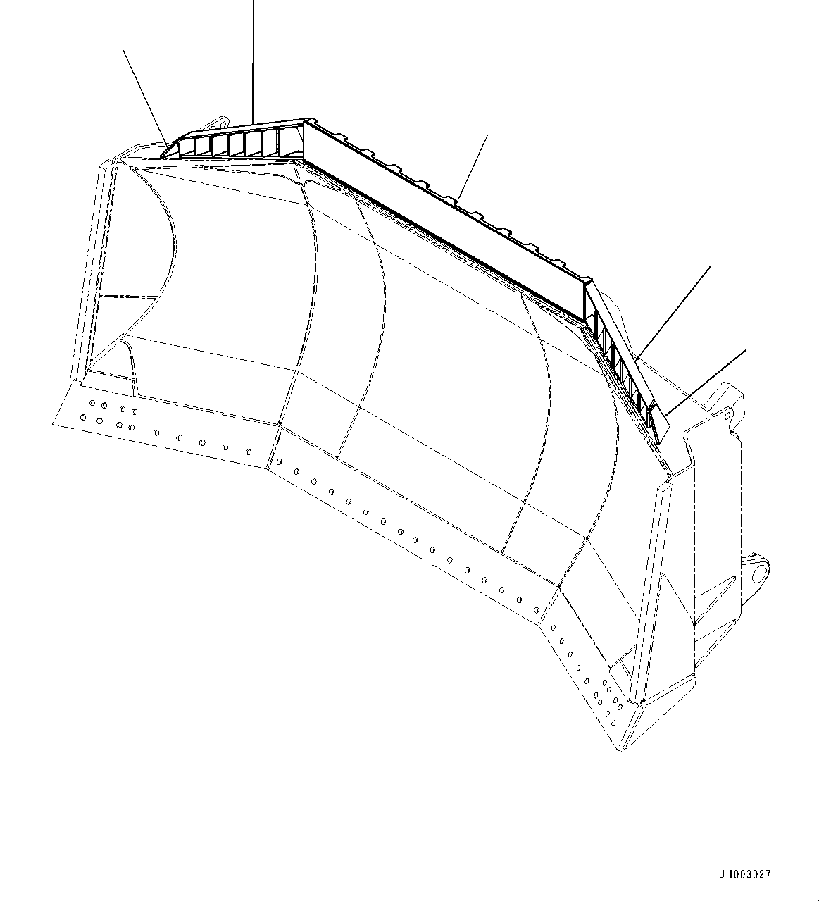 Komatsu parts book diagram for D375AI-8 S/N 81001-UP: DOZER BLADE, SPILL GUARD (U DOZER)(#80015-)