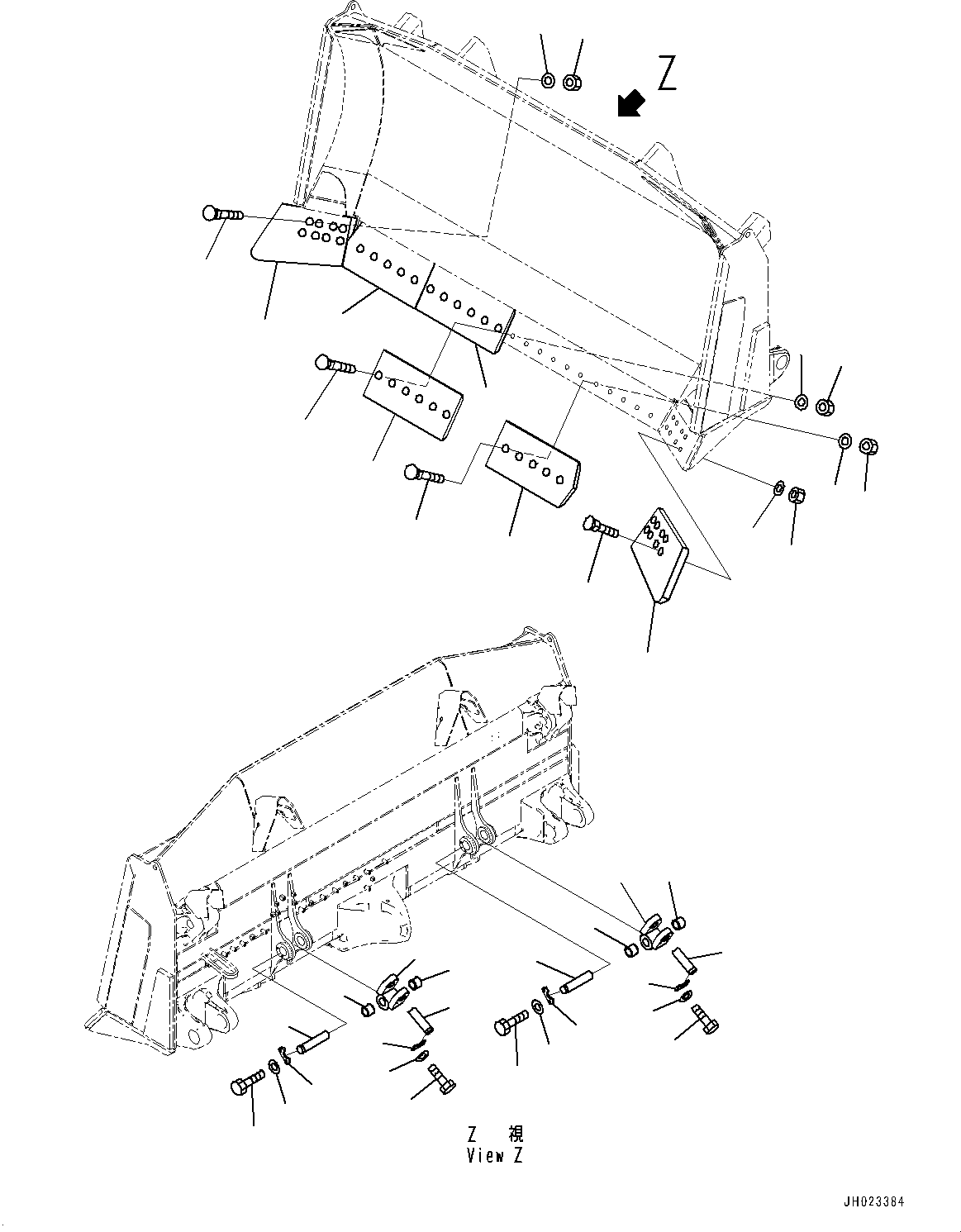 Komatsu parts book diagram for D375AI-8 S/N 81001-UP: DOZER BLADE, CUTTING EDGE AND END BIT (SEMI U DOZER)(#80015-)