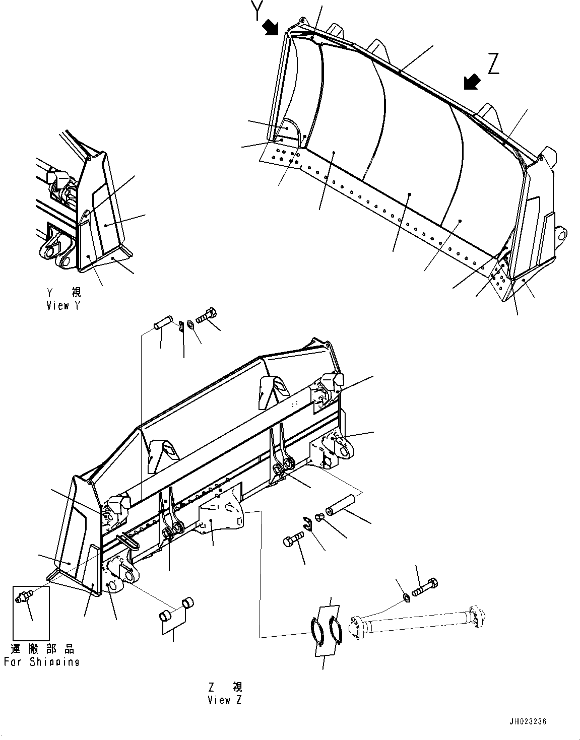 Komatsu parts book diagram for D375AI-8 S/N 81001-UP: DOZER BLADE, BLADE (HEAVY DUTY DUAL TILT PITCH SEMI U DOZER, CENTRALIZED LUBRICATION)(#80015-)