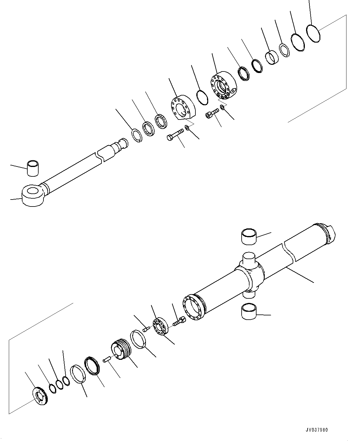 Komatsu parts book diagram for D375AI-8 S/N 81001-UP: DOZER BLADE LIFT CYLINDER, INNER PARTS, BLADE LIFT CYLINDER, L.H. (2/3)(#80015-)