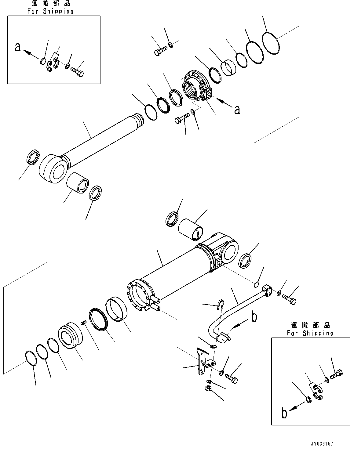 Komatsu parts book diagram for D375AI-8 S/N 81001-UP: RIPPER, INNER PARTS, RIPPER TILT CYLINDER, L.H.(#80001-)