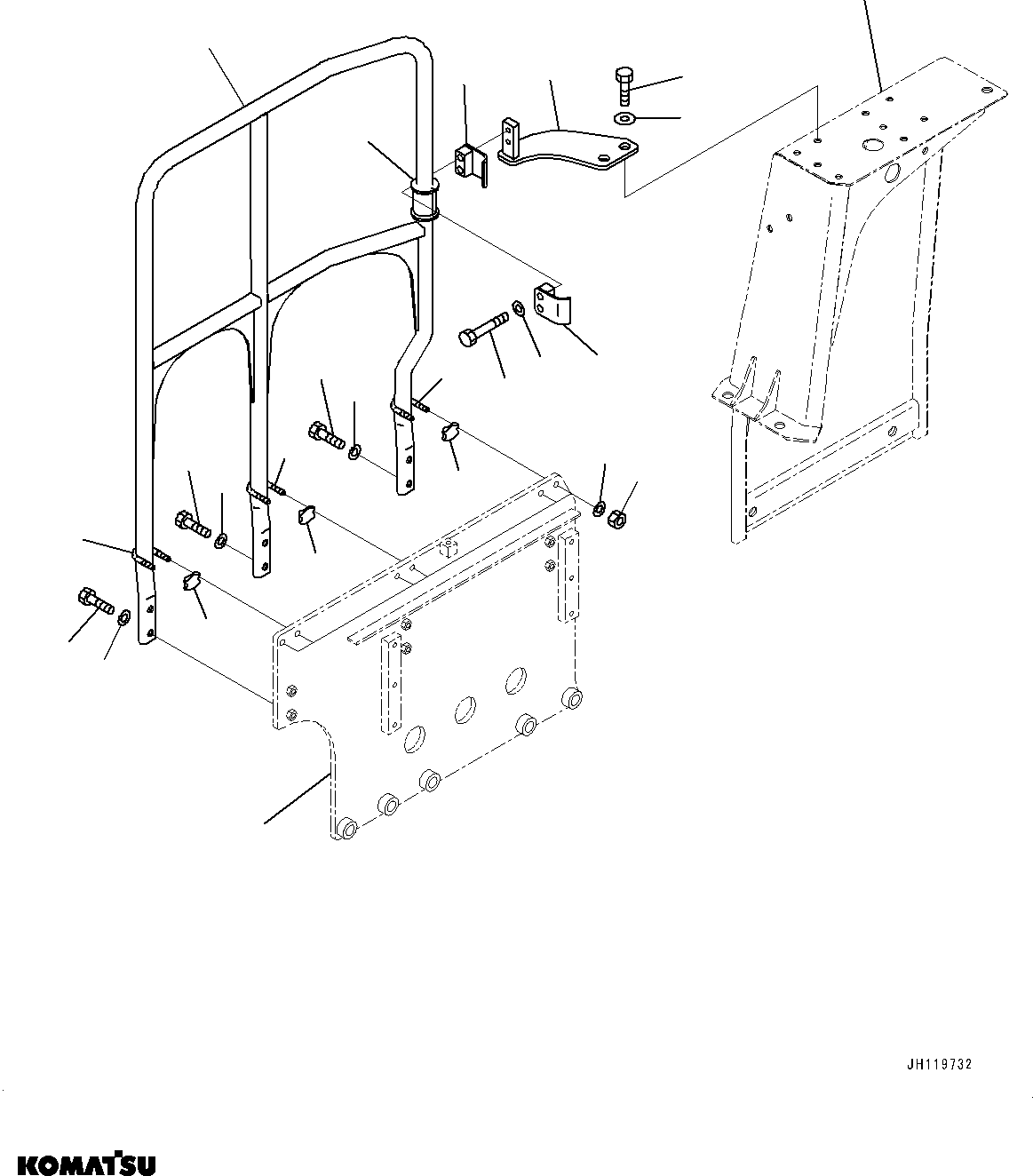 Komatsu parts book diagram for D375AI-8 S/N 81001-UP: HANDRAIL, (#80001-)