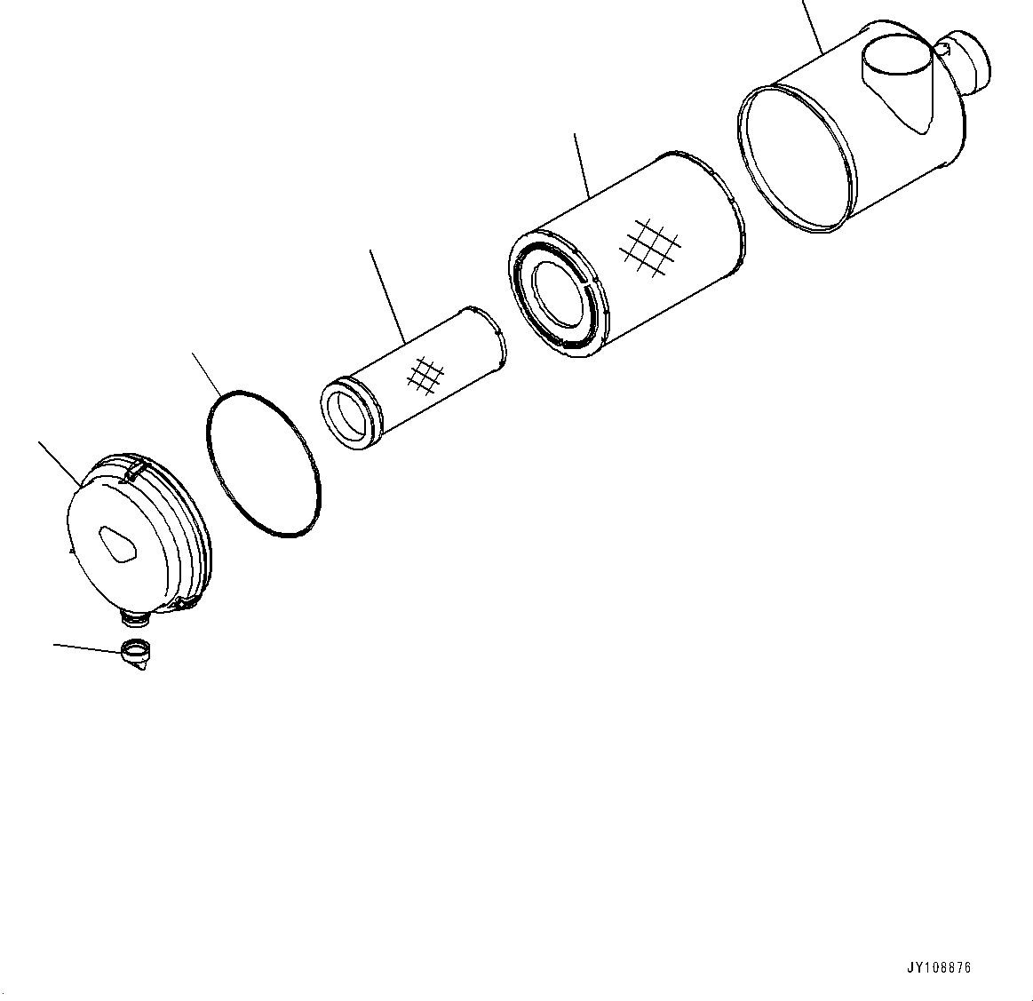 Komatsu parts book diagram for D85PX-18E0 S/N 26001-UP: AIR CLEANER, INNER PARTS, AIR CLEANER(#23046-)