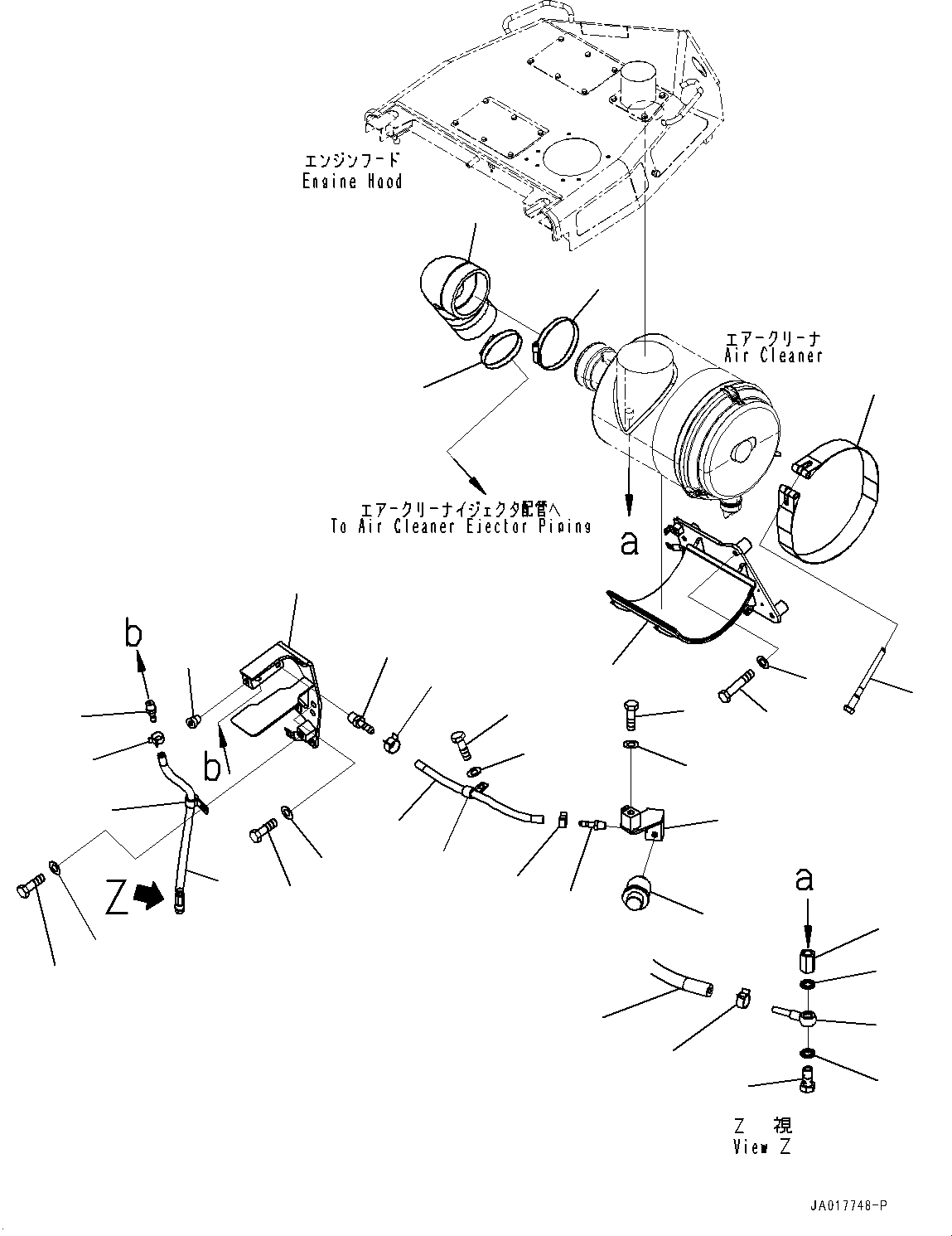 Komatsu parts book diagram for D85PX-18E0 S/N 26001-UP: AIR CLEANER, MOUNTING(#23046-)