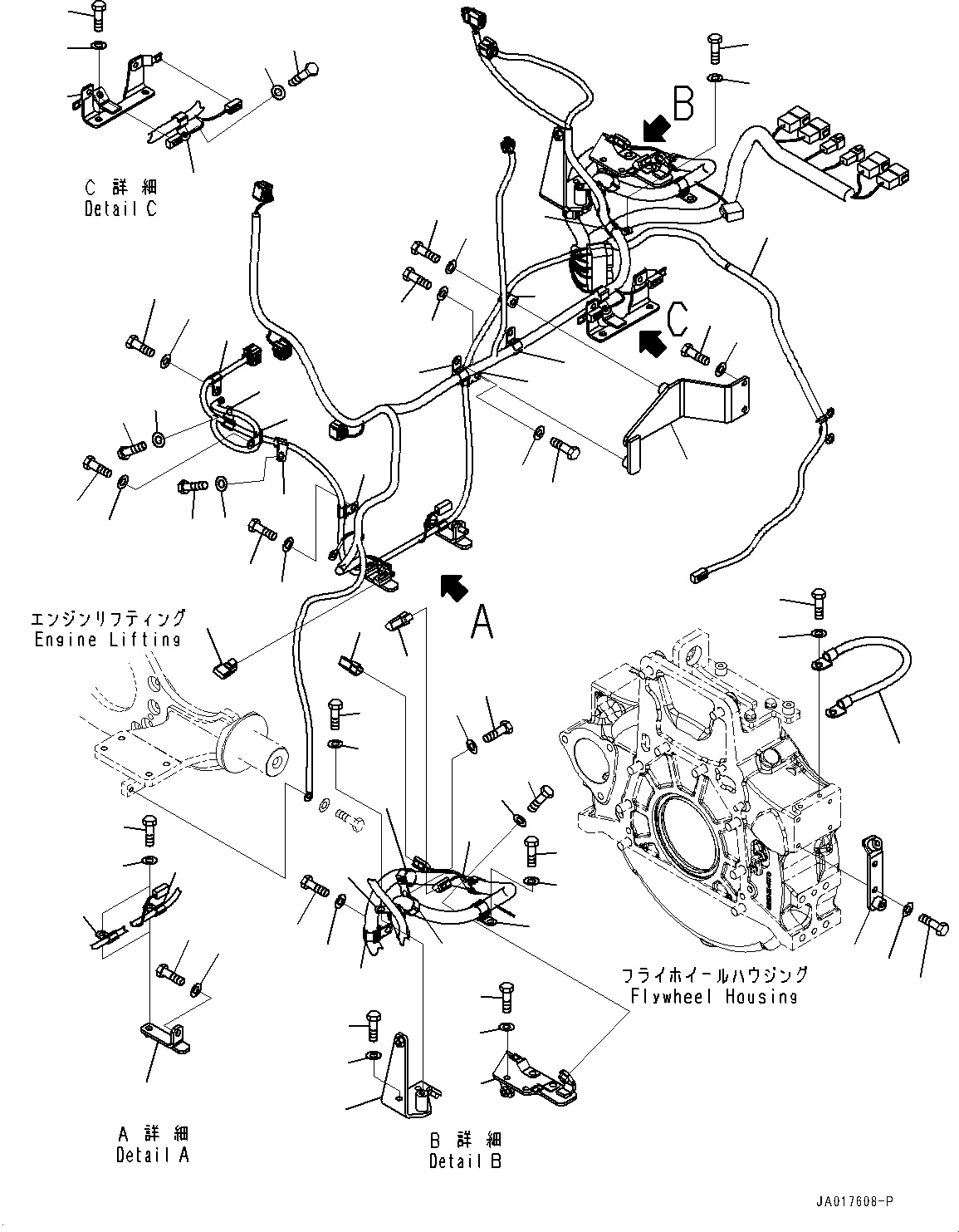 Komatsu parts book diagram for D85PX-18E0 S/N 26001-UP: ENGINE WIRING HARNESS, WIRING HARNESS(#22001-)