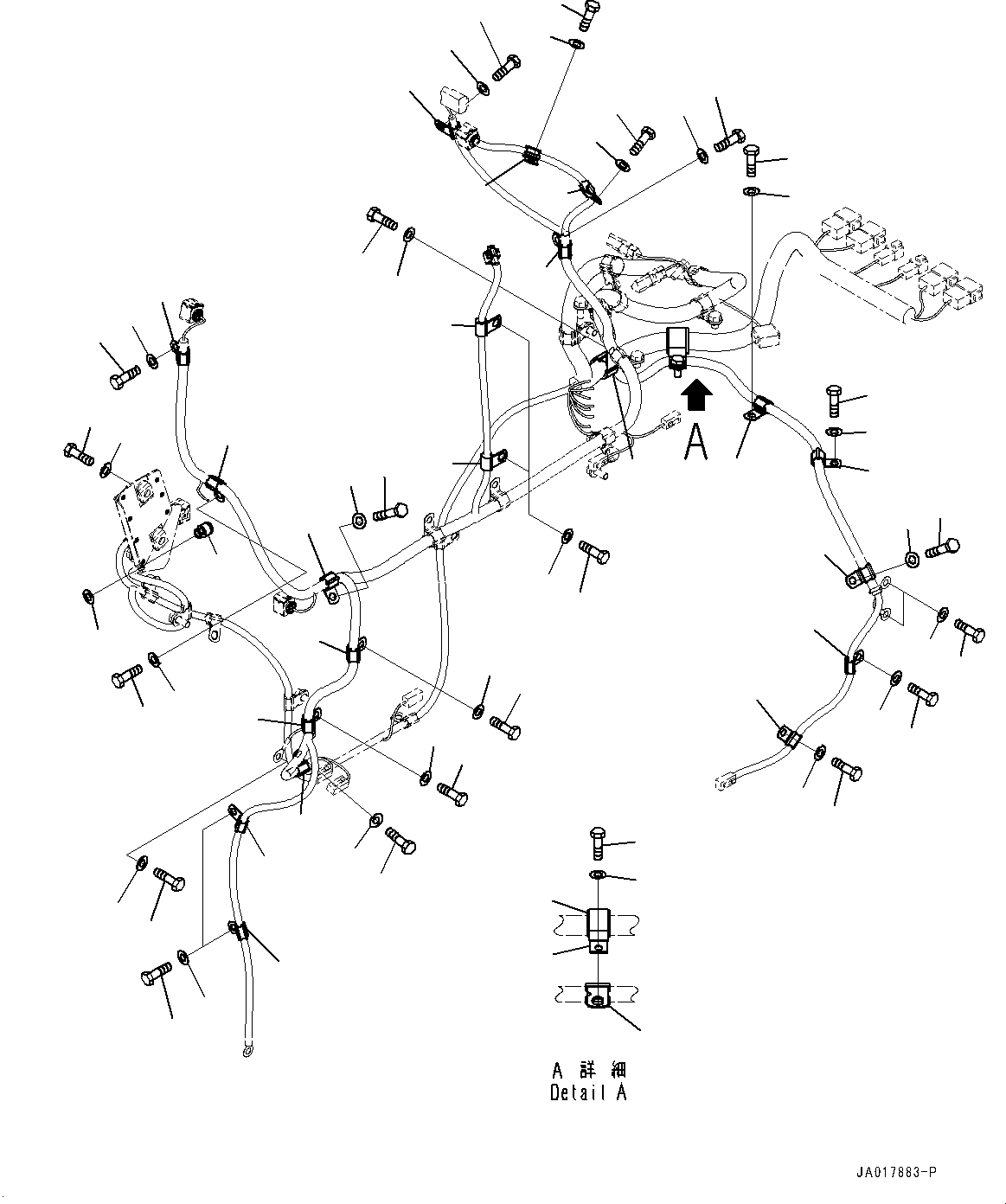 Komatsu parts book diagram for D85PX-18E0 S/N 26001-UP: ENGINE WIRING HARNESS, WIRING HARNESS CLAMP(#22001-)