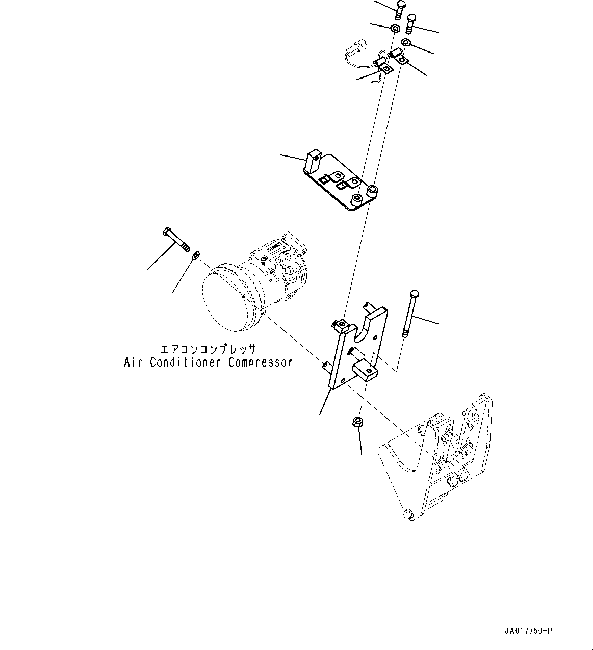 Komatsu parts book diagram for D85PX-18E0 S/N 26001-UP: AIR CONDITIONER COMPRESSOR, BRACKET (1/2)(#22001-)