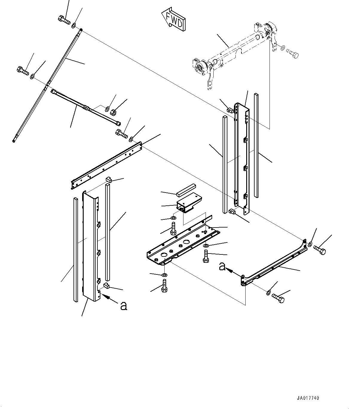 Komatsu parts book diagram for D85PX-18E0 S/N 26001-UP: COOLING SYSTEM, BRACKET(#22001-23201)
