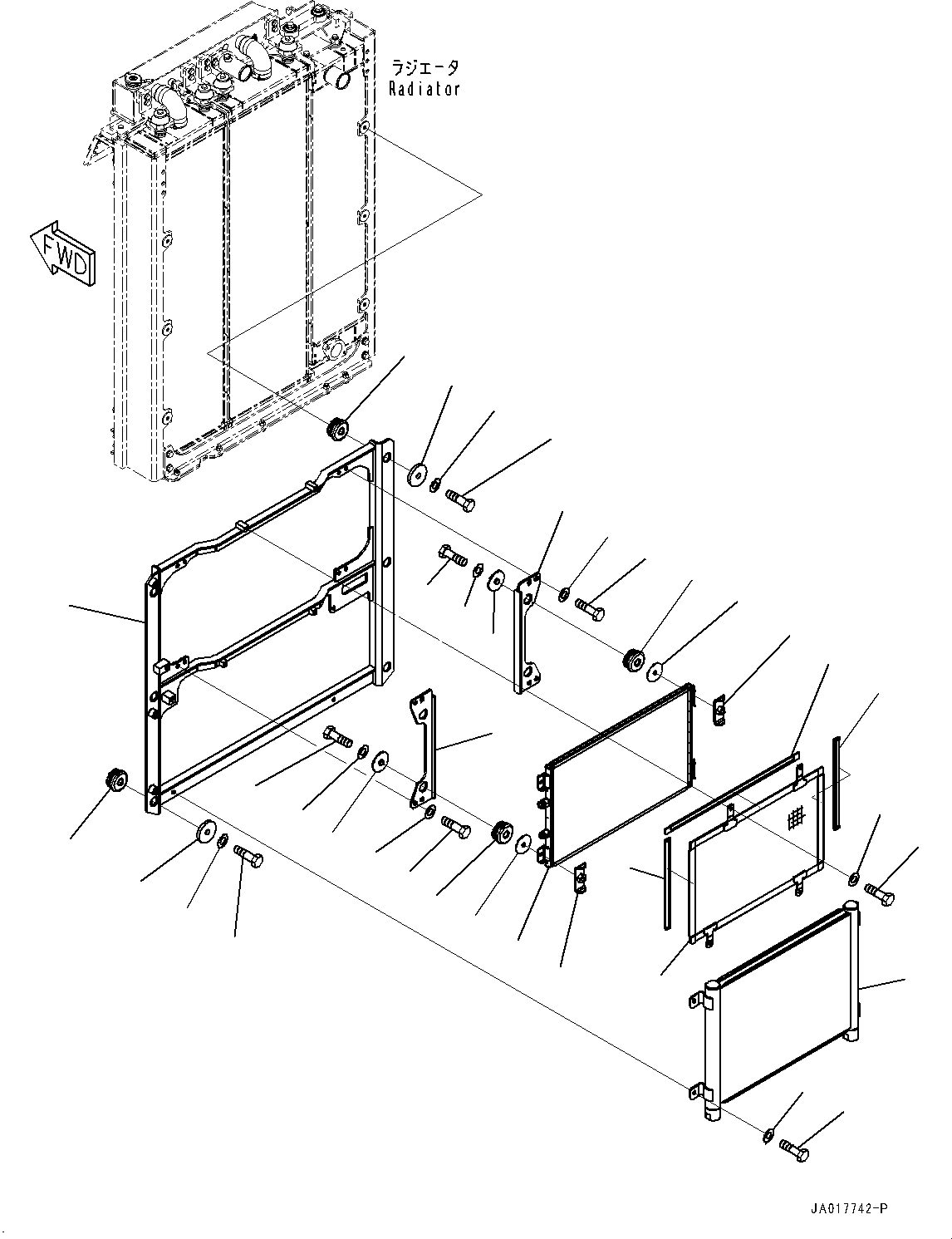 Komatsu parts book diagram for D85PX-18E0 S/N 26001-UP: COOLING SYSTEM, CONDENSER(#22001-)