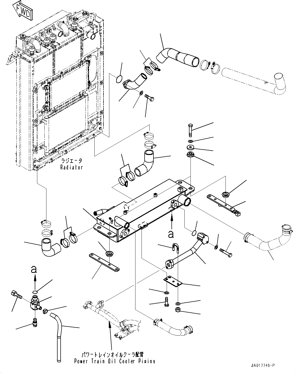 Komatsu parts book diagram for D85PX-18E0 S/N 26001-UP: COOLING SYSTEM, PIPING (3/3)(#22001-)