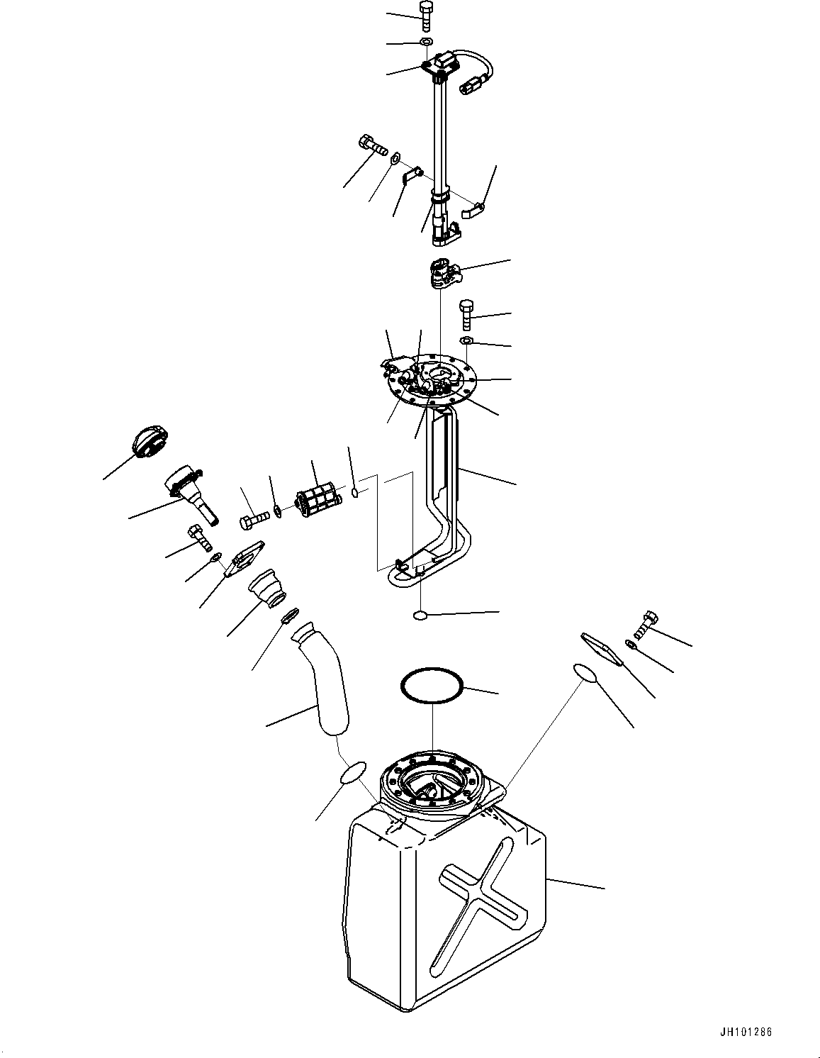 Komatsu parts book diagram for D85PX-18E0 S/N 26001-UP: DEF TANK, TANK AND STRAINER(#23046-23534)