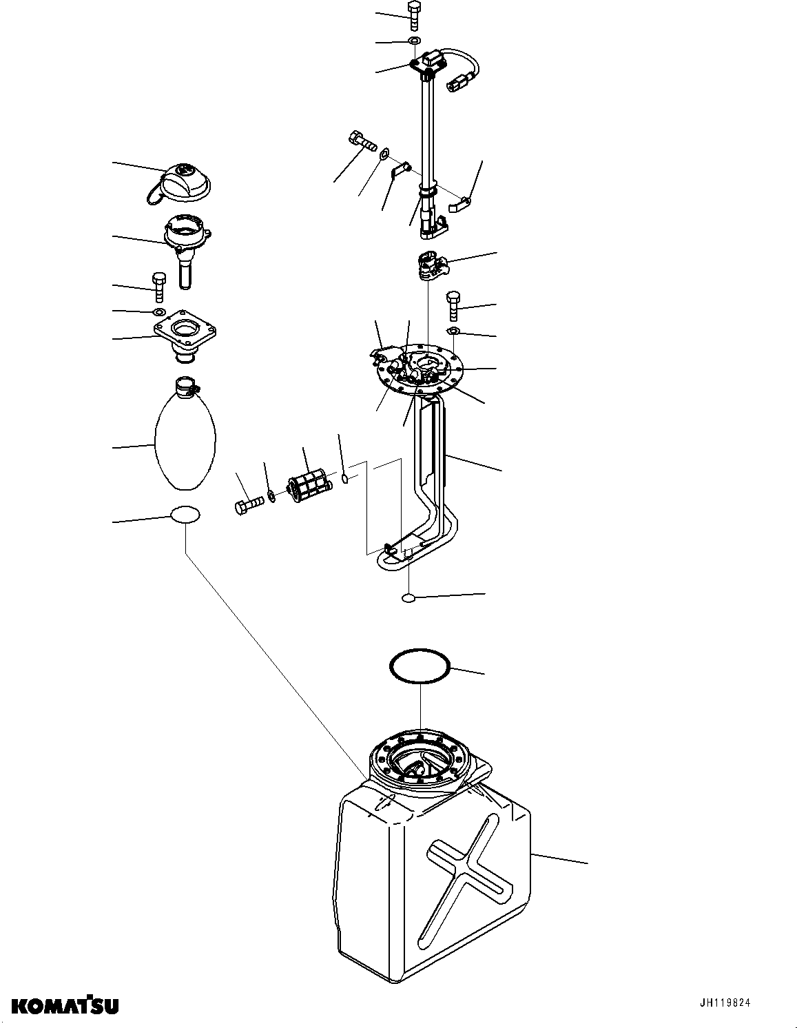 Komatsu parts book diagram for D85PX-18E0 S/N 26001-UP: DEF TANK, TANK AND STRAINER(#25192-)