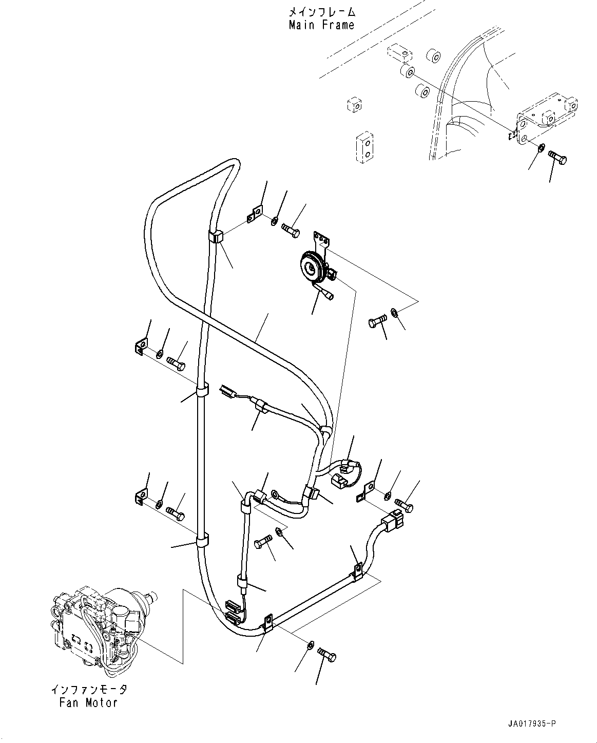 Komatsu parts book diagram for D85PX-18E0 S/N 26001-UP: ELECTRIC WIRING HARNESS, RADIATOR GUARD WIRING HARNESS(#23046-)