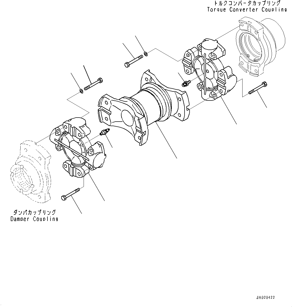 Komatsu parts book diagram for D85PX-18E0 S/N 26001-UP: UNIVERSAL JOINT, (#22001-)