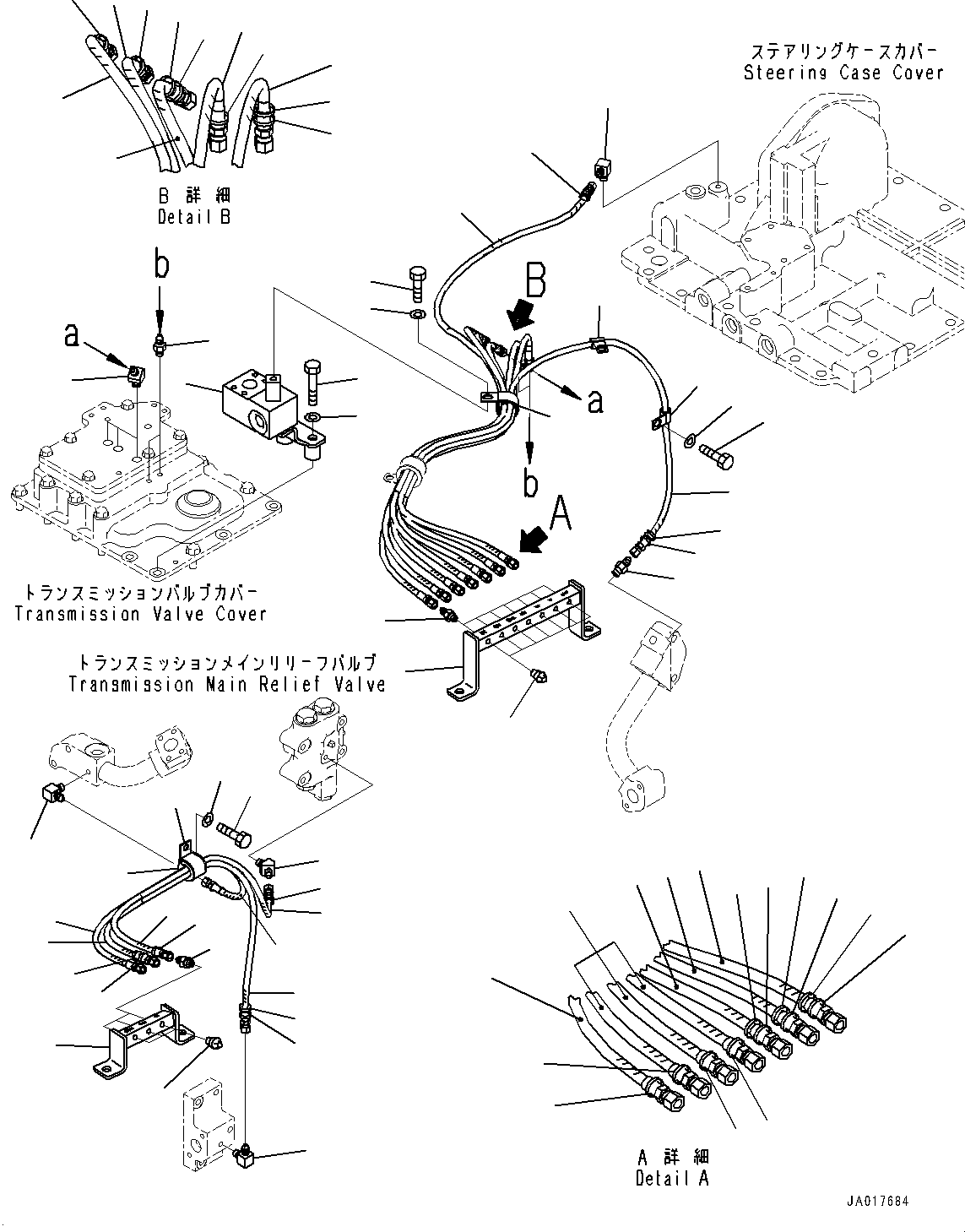 Komatsu parts book diagram for D85PX-18E0 S/N 26001-UP: POWER TRAIN, PIPING (2/2)(#22001-)