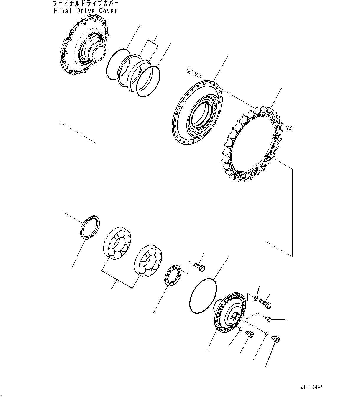 Komatsu parts book diagram for D85PX-18E0 S/N 26001-UP: FINAL DRIVE, SPROCKET HUB, L.H.(#26001-)