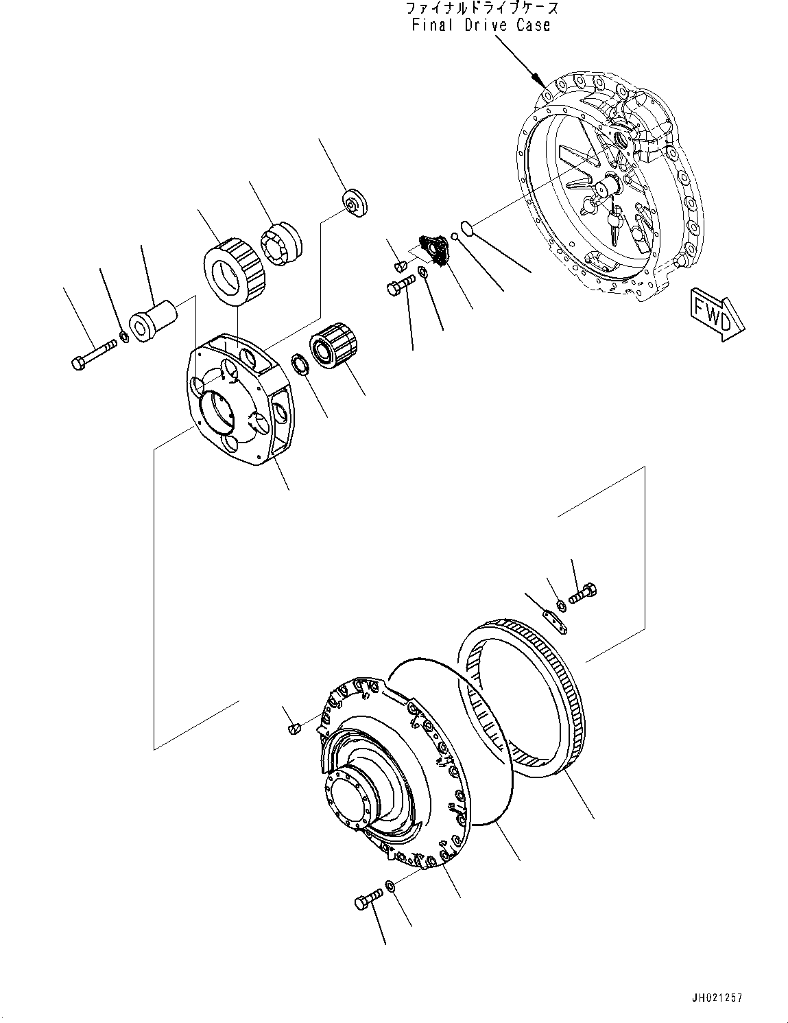 Komatsu parts book diagram for D85PX-18E0 S/N 26001-UP: FINAL DRIVE, GEAR AND COVER R.H.(#26001-)