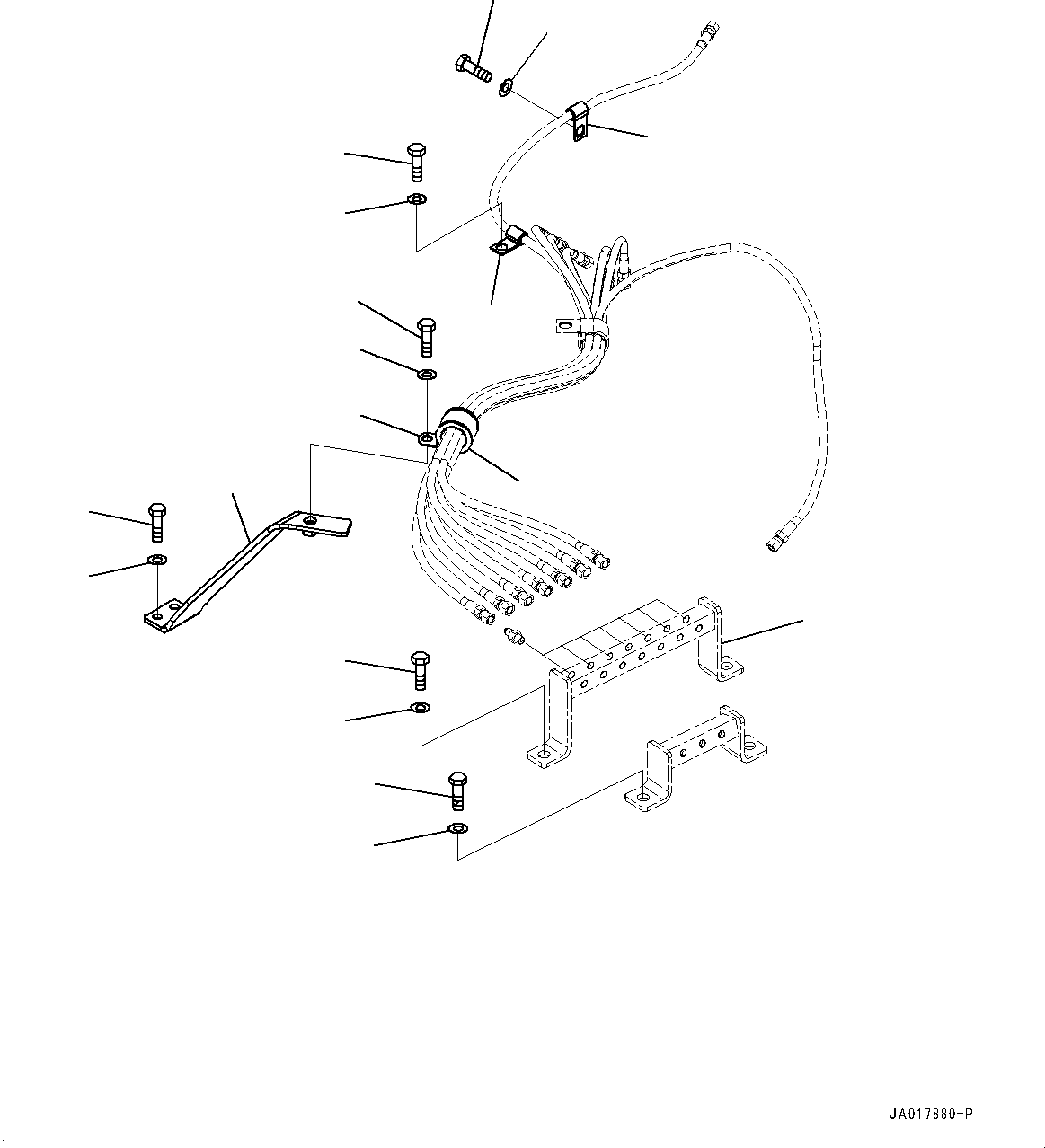 Komatsu parts book diagram for D85PX-18E0 S/N 26001-UP: POWER TRAIN OIL COOLER PIPING, BRACKET AND CLAMP (1/2)(#22001-)