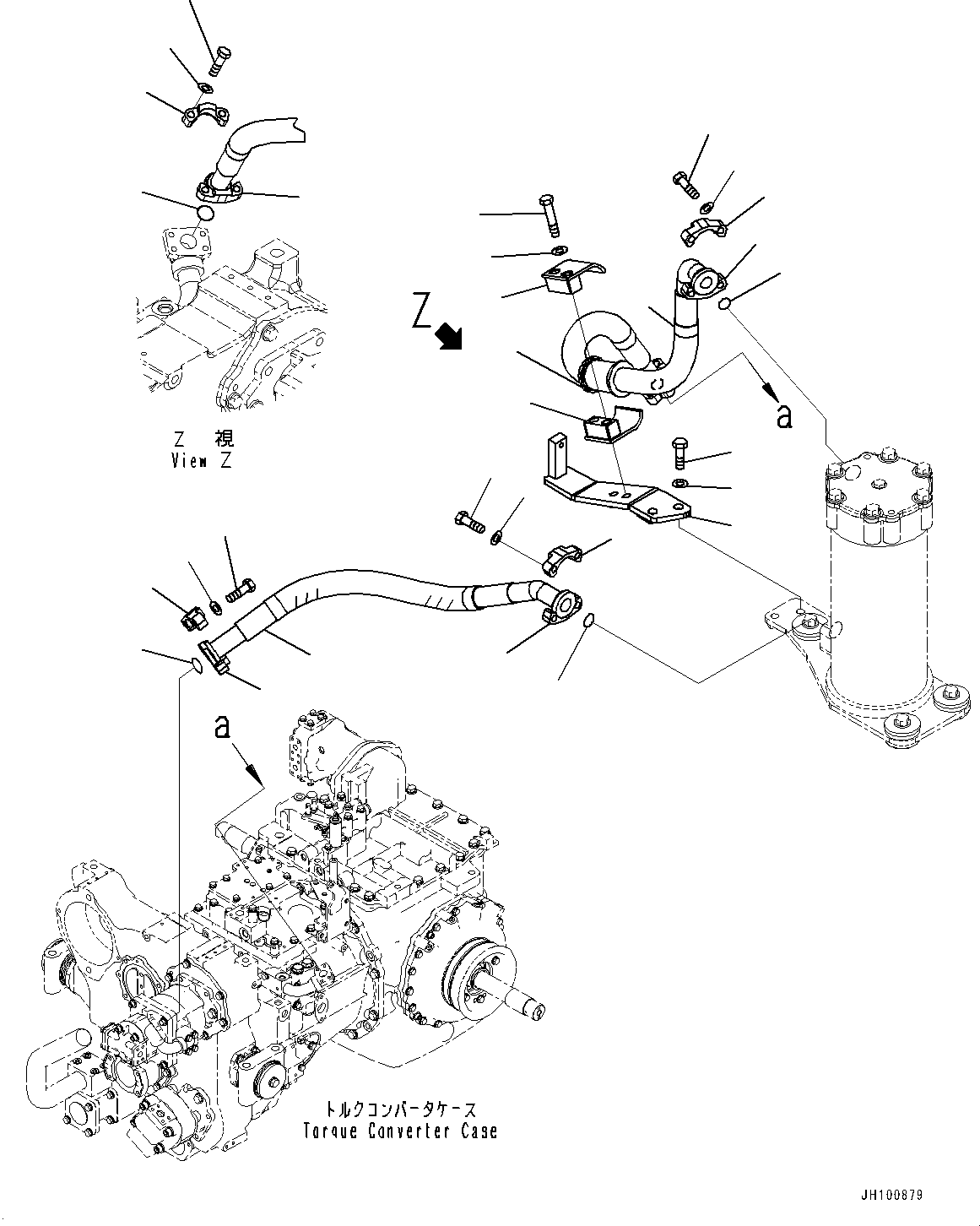 Komatsu parts book diagram for D85PX-18E0 S/N 26001-UP: POWER TRAIN FILTER, PIPING(#23046-)