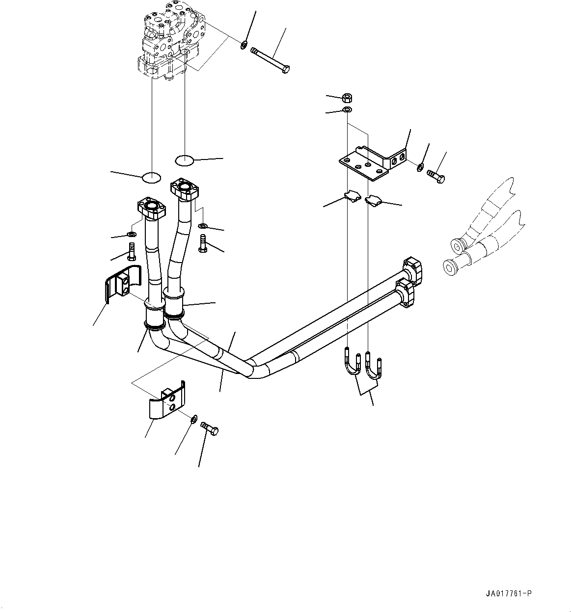Komatsu parts book diagram for D85PX-18E0 S/N 26001-UP: DOZER BLADE LIFT PIPING, PIPING (1/2)(#22001-)