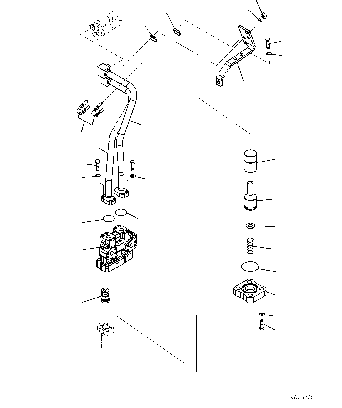 Komatsu parts book diagram for D85PX-18E0 S/N 26001-UP: DOZER BLADE LIFT PIPING, VALVE AND PIPING(#22001-)