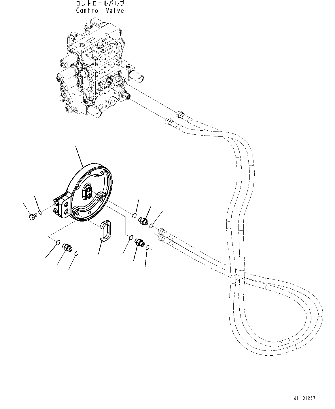 Komatsu parts book diagram for D85PX-18E0 S/N 26001-UP: DOZER BLADE TILT PIPING, COVER(#23046-)
