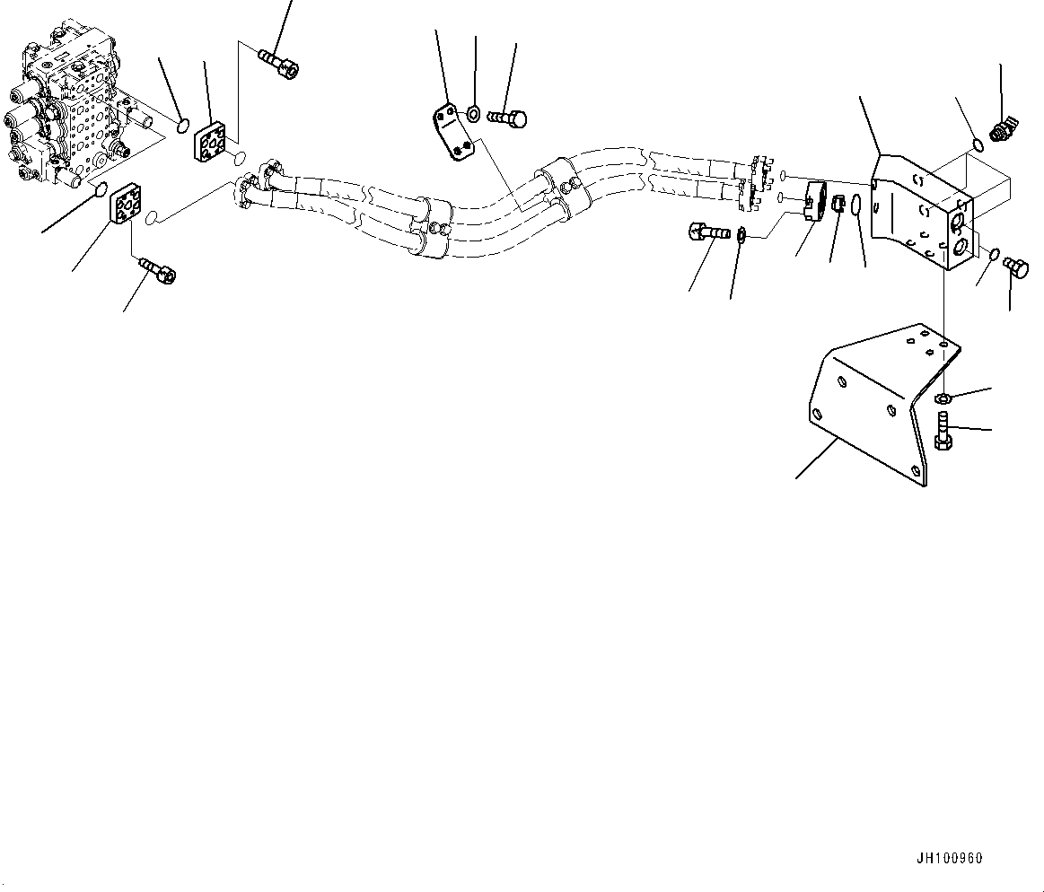Komatsu parts book diagram for D85PX-18E0 S/N 26001-UP: RIPPER PIPING, COVER (PROVISION FOR FIXED MULTI-SHANK RIPPER)(#22083-23319)
