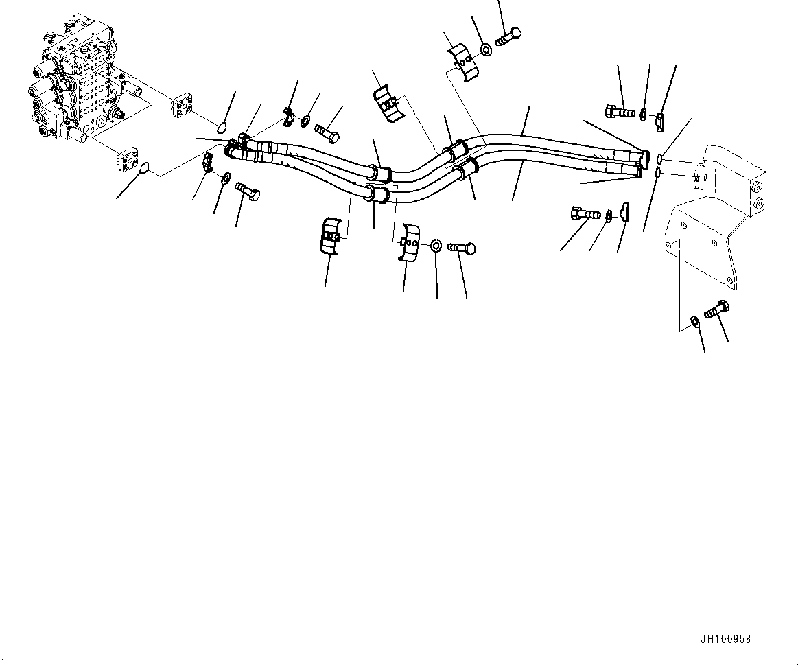 Komatsu parts book diagram for D85PX-18E0 S/N 26001-UP: RIPPER PIPING, PIPING (PROVISION FOR FIXED MULTI-SHANK RIPPER)(#22083-)