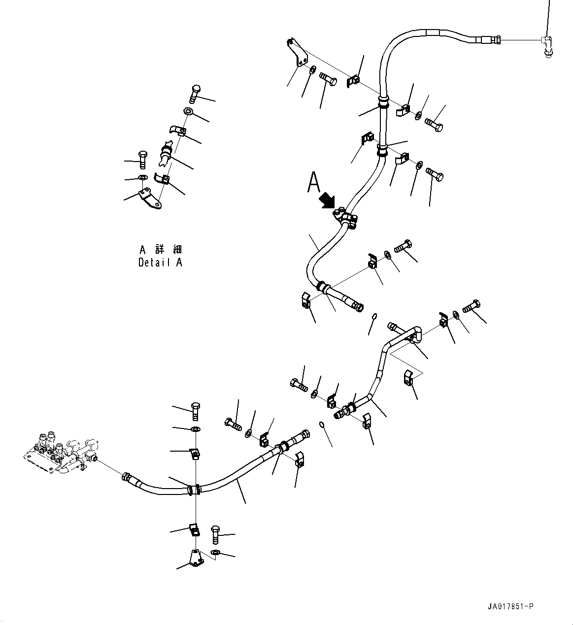 Komatsu parts book diagram for D85PX-18E0 S/N 26001-UP: COOLING FAN DRIVE PIPING, DELIVERY PIPING (1/2)(#22001-)