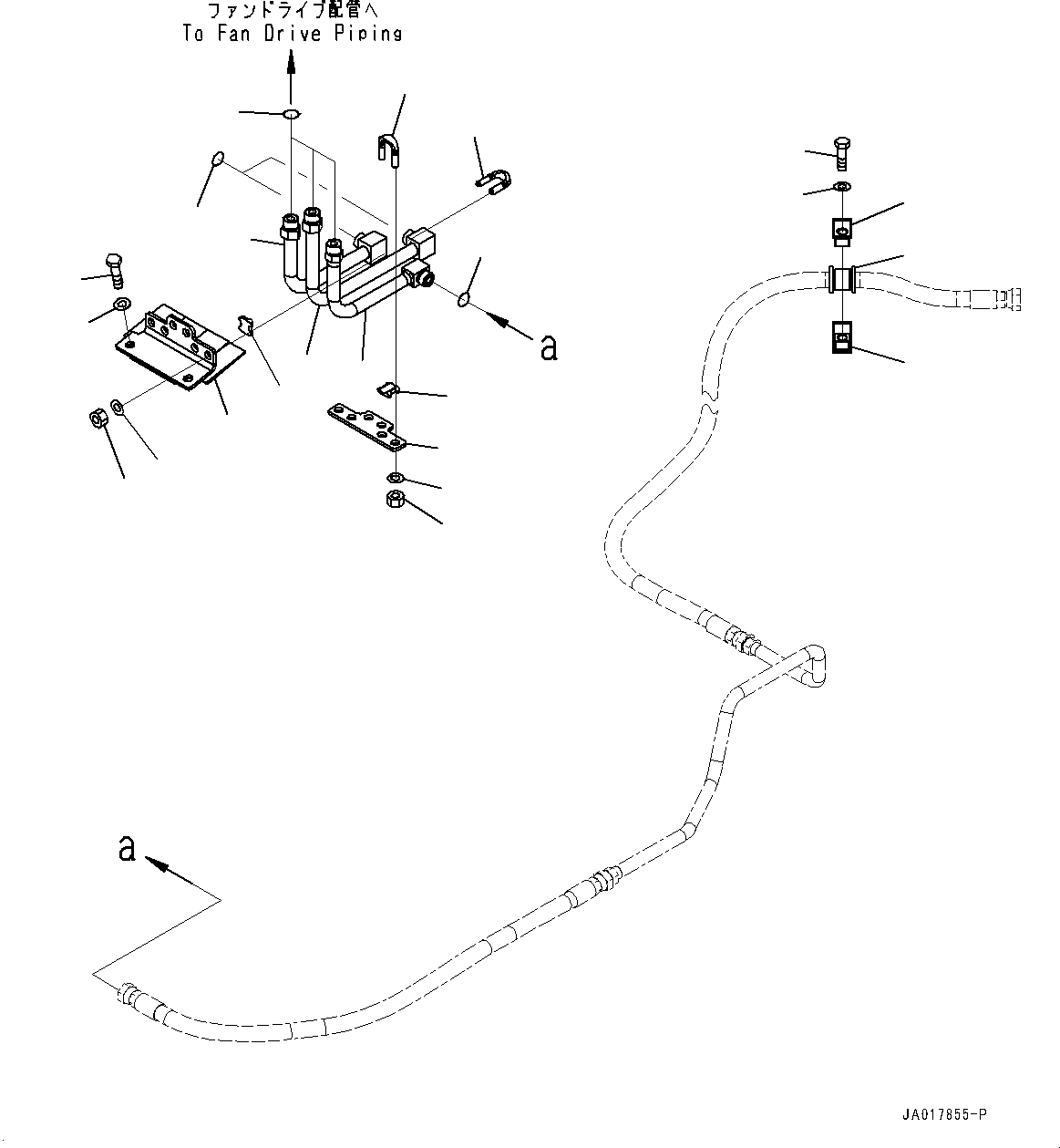 Komatsu parts book diagram for D85PX-18E0 S/N 26001-UP: COOLING FAN DRIVE PIPING, DELIVERY PIPING (2/2)(#22001-)