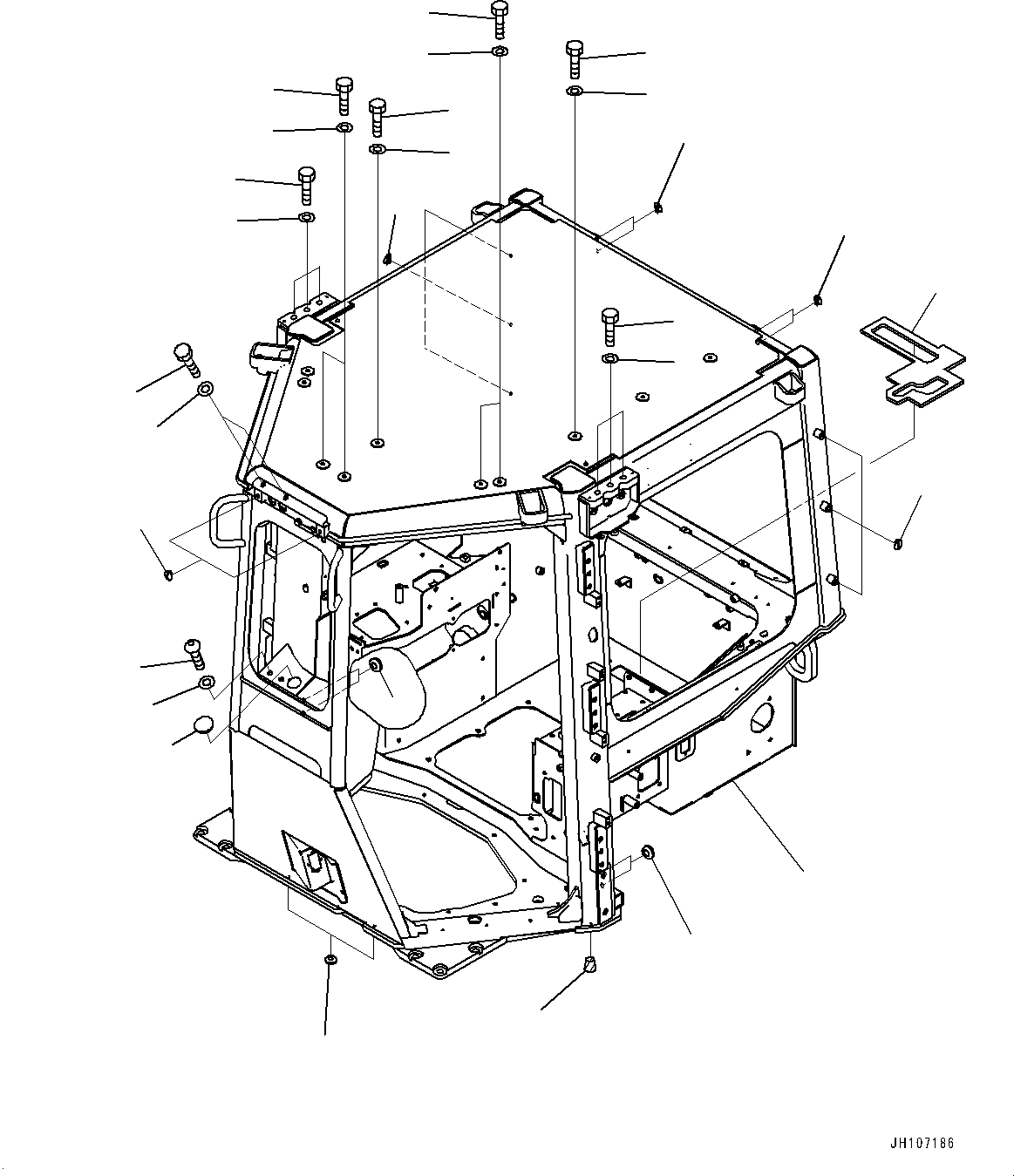 Komatsu parts book diagram for D85PX-18E0 S/N 26001-UP: CAB, CAB BODY(#25153-)