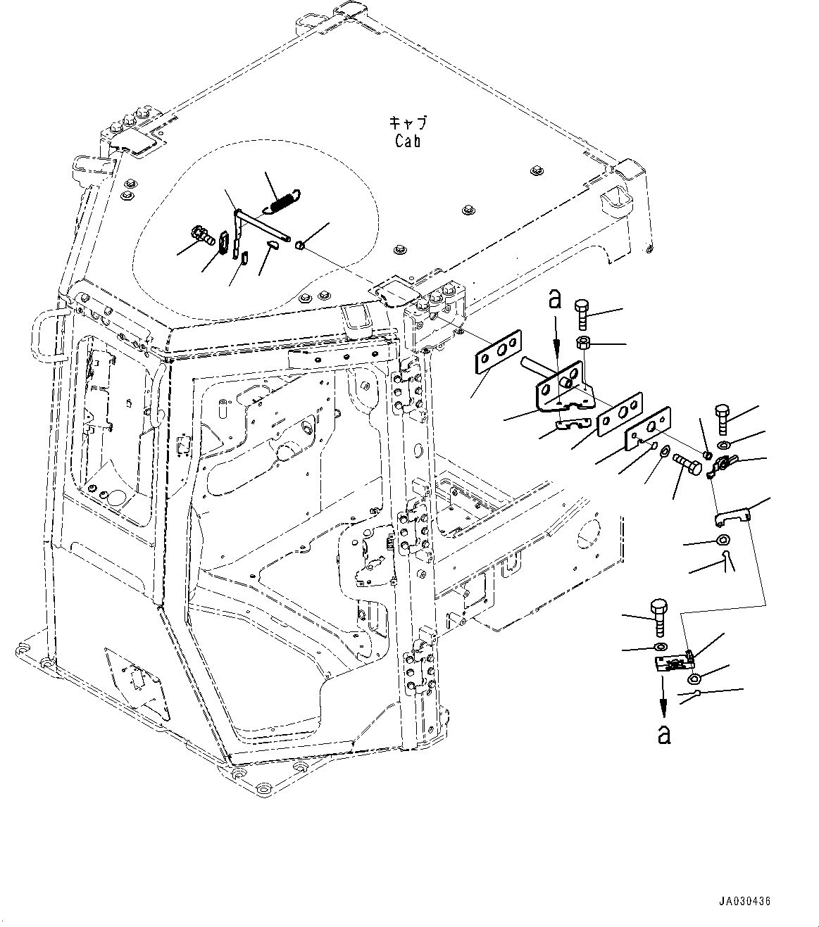 Komatsu parts book diagram for D85PX-18E0 S/N 26001-UP: CAB, DOOR OPEN LOCK, L.H.(#25153-)