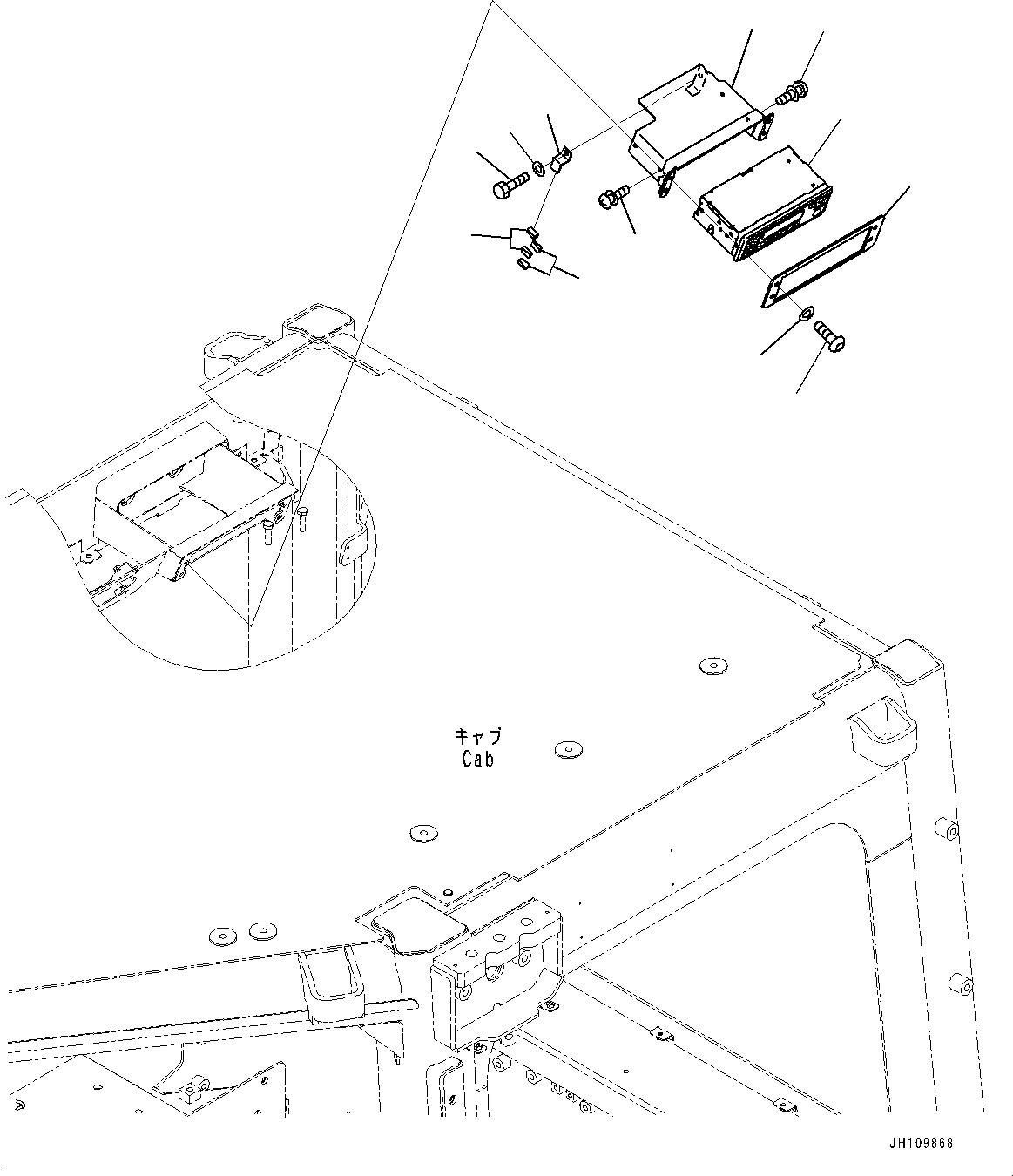 Komatsu parts book diagram for D85PX-18E0 S/N 26001-UP: CAB, RADIO(#25153-)