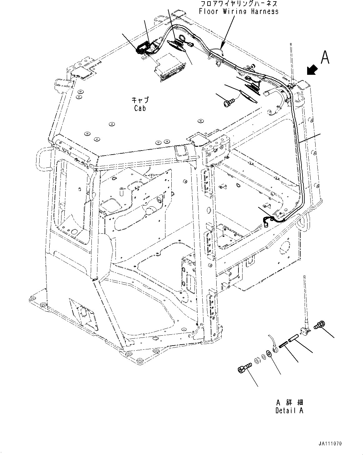 Komatsu parts book diagram for D85PX-18E0 S/N 26001-UP: CAB, RUBBER ANTENNA MOUNTING(#25153-)