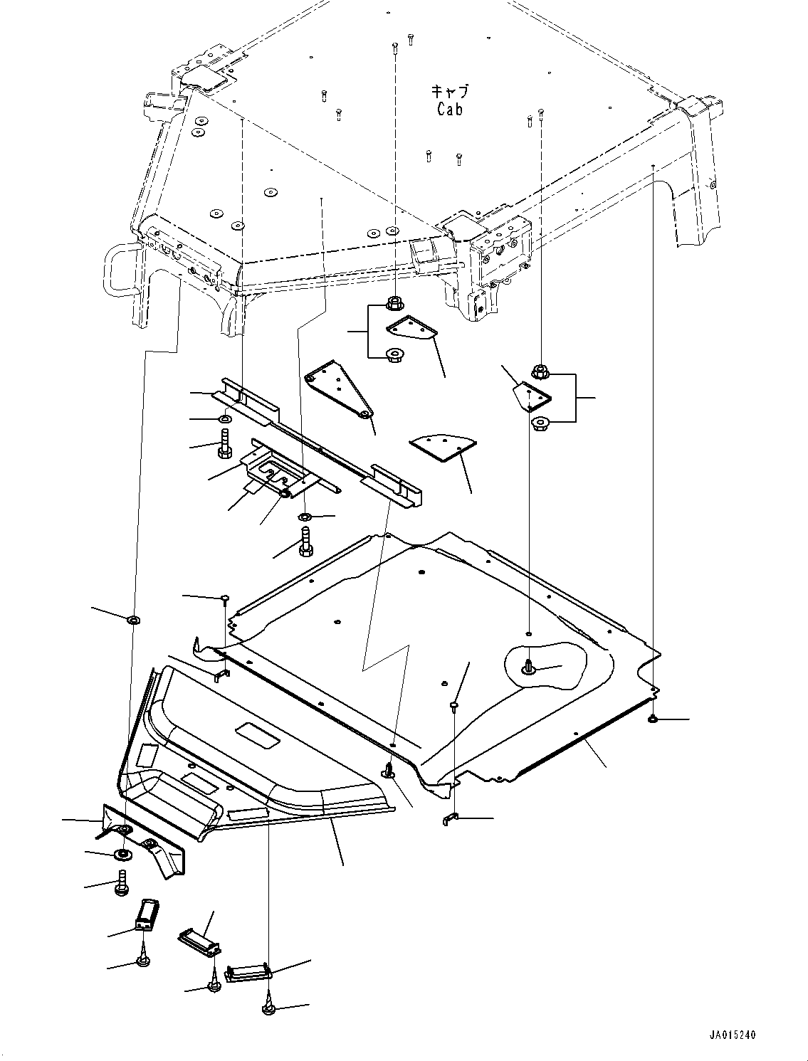 Komatsu parts book diagram for D85PX-18E0 S/N 26001-UP: CAB, ROOF COVER(#25153-)