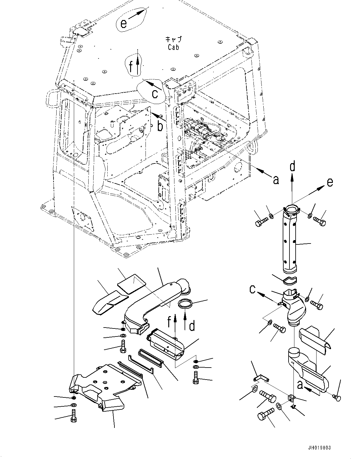 Komatsu parts book diagram for D85PX-18E0 S/N 26001-UP: CAB, AIR CONDITIONER DUCT (2/2)(#25153-)