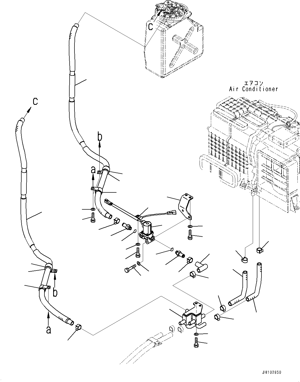 Komatsu parts book diagram for D85PX-18E0 S/N 26001-UP: CAB, AIR CONDITIONER PIPING MOUNTING(#25153-)