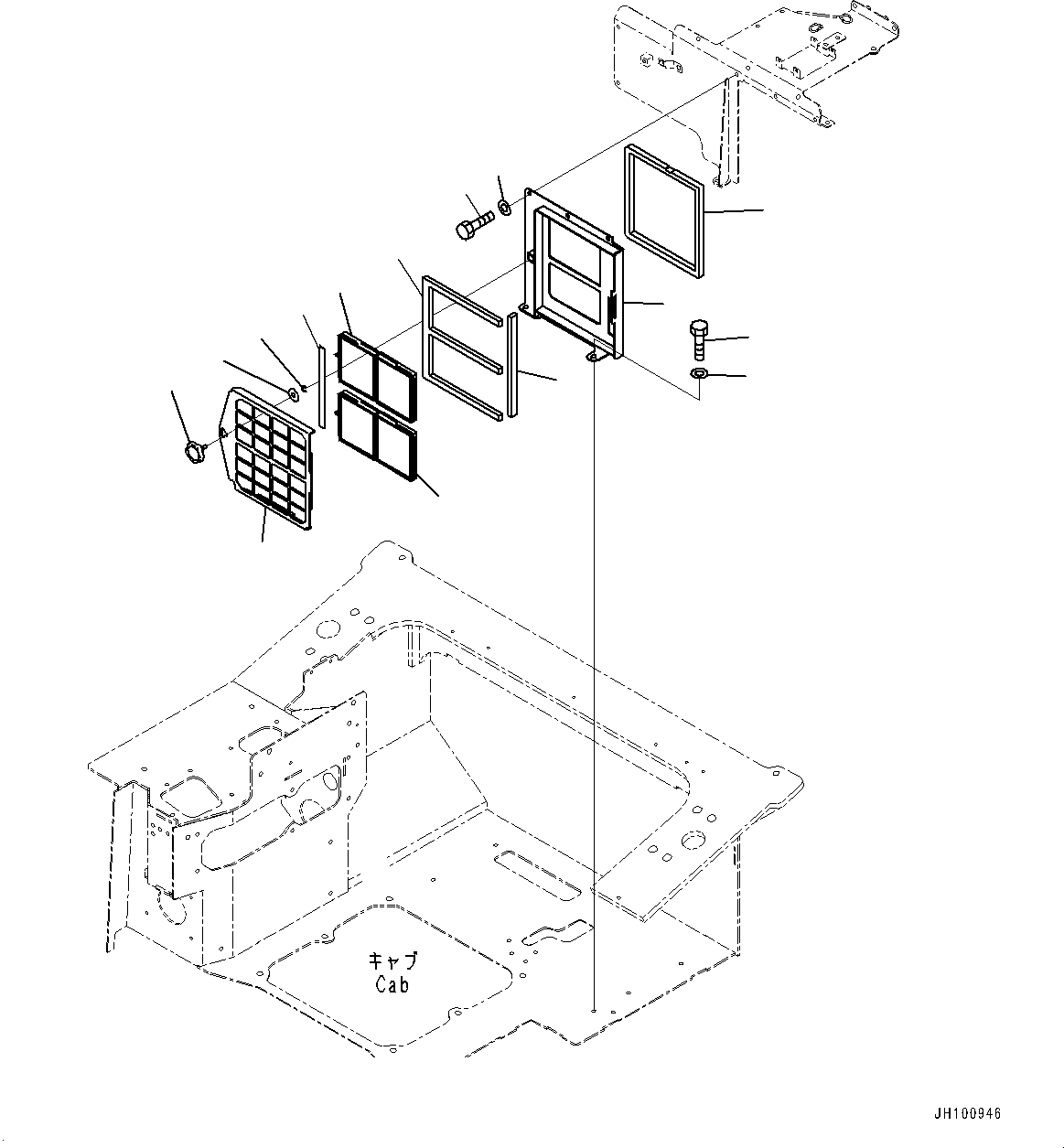 Komatsu parts book diagram for D85PX-18E0 S/N 26001-UP: CAB, AIR CONDITIONER COVER(#25153-)
