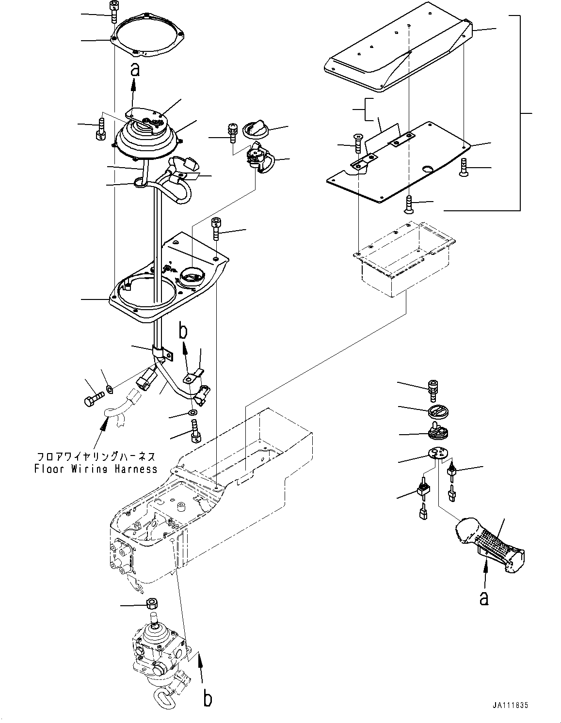 Komatsu parts book diagram for D85PX-18E0 S/N 26001-UP: CAB, TRAVEL CONTROL LEVER(#25153-)