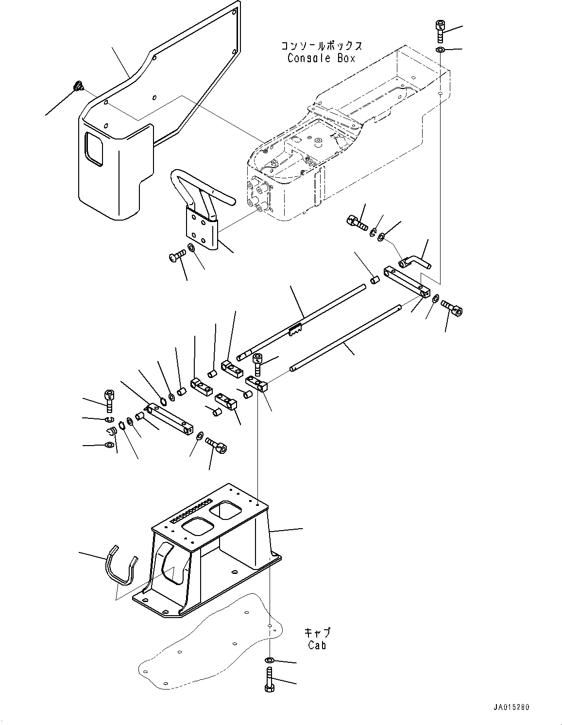 Komatsu parts book diagram for D85PX-18E0 S/N 26001-UP: CAB, CONSOLE SLIDER(#25153-)