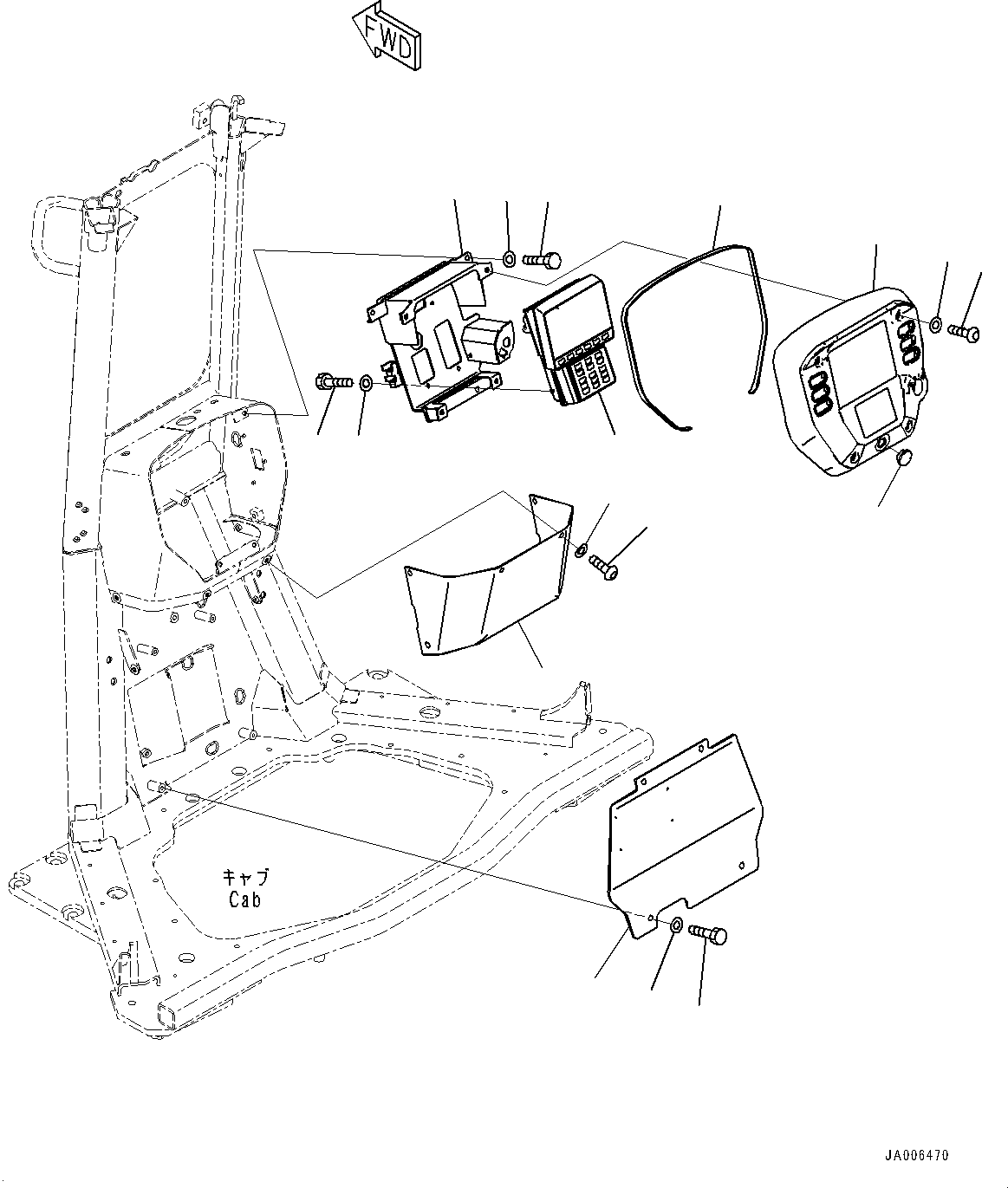 Komatsu parts book diagram for D85PX-18E0 S/N 26001-UP: CAB, DASHBOARD COVER(#25153-)