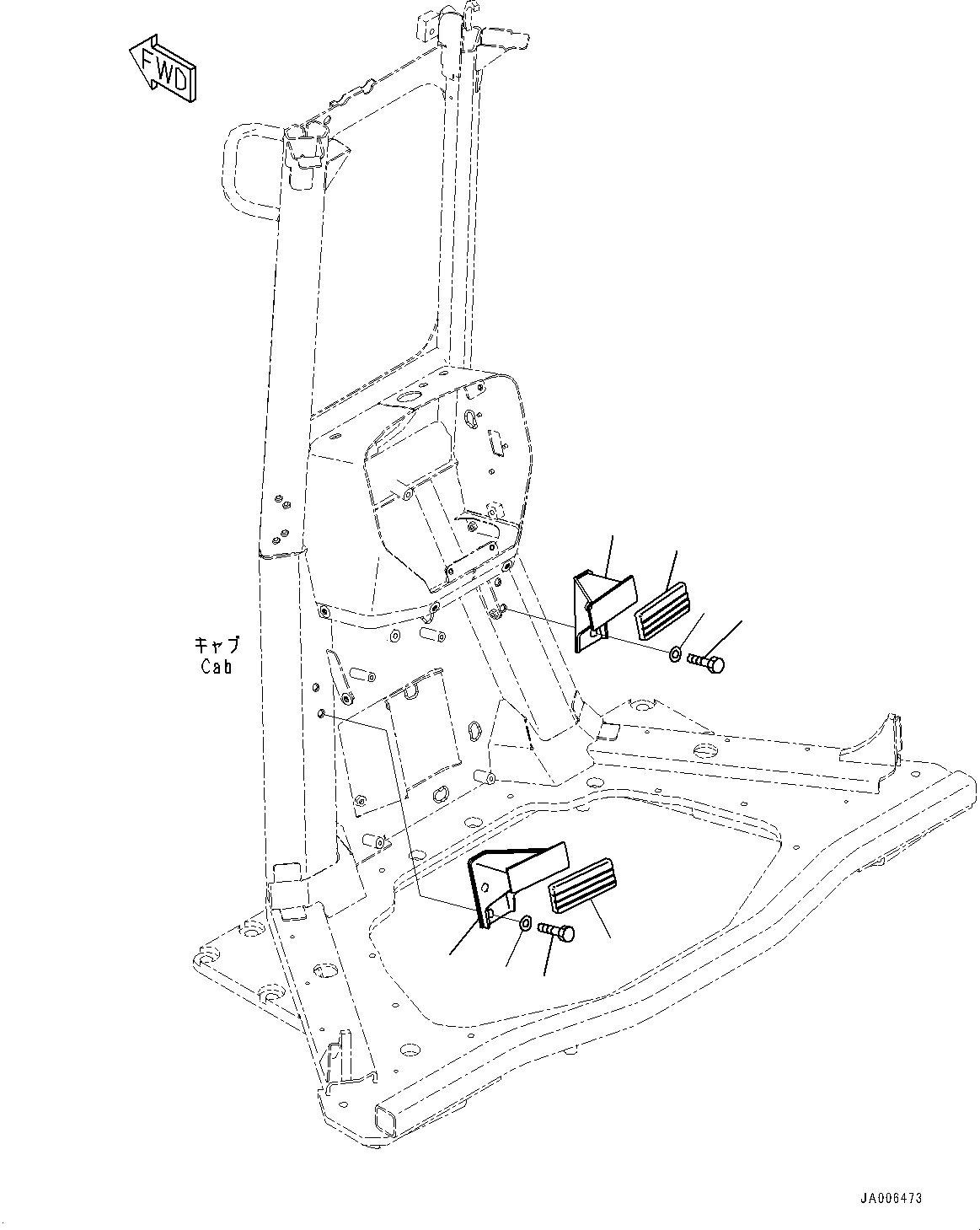 Komatsu parts book diagram for D85PX-18E0 S/N 26001-UP: CAB, FOOTREST(#25153-)