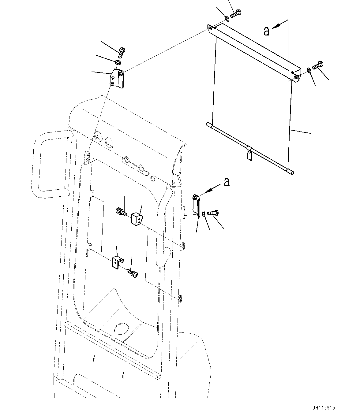Komatsu parts book diagram for D85PX-18E0 S/N 26001-UP: ROLL CURTAIN, (#25153-)