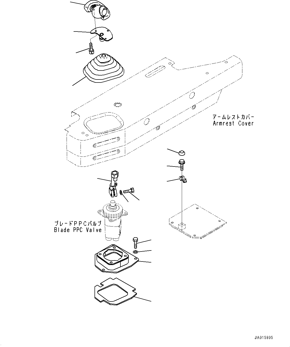Komatsu parts book diagram for D85PX-18E0 S/N 26001-UP: DOZER CONTROL, LEVER(#23038-)