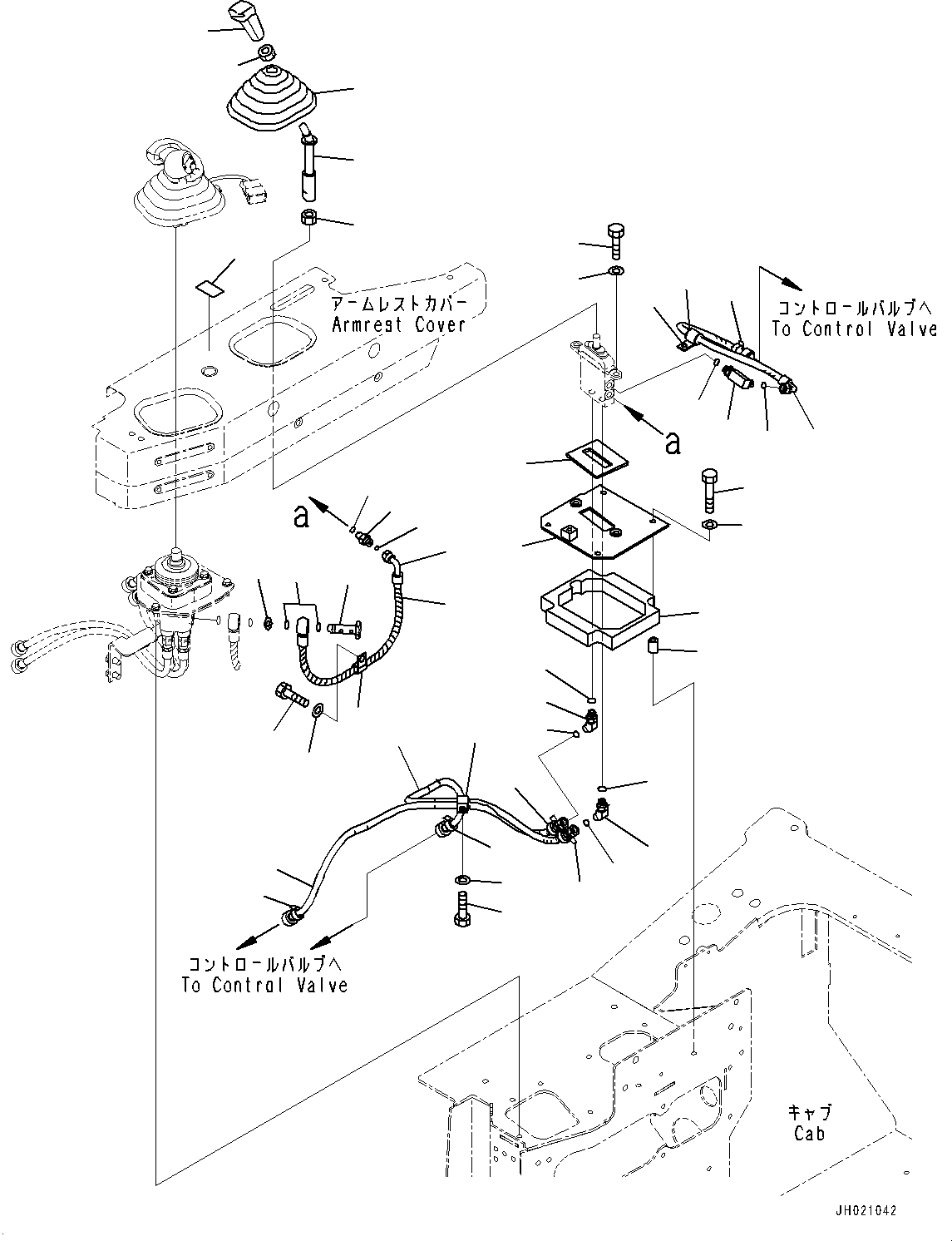 Komatsu parts book diagram for D85PX-18E0 S/N 26001-UP: DOZER CONTROL, ATTACHMENT LEVER(#23038-)