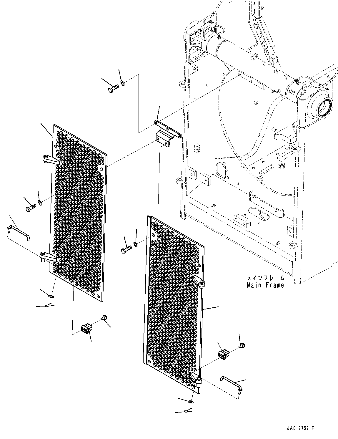 Komatsu parts book diagram for D85PX-18E0 S/N 26001-UP: RADIATOR MASK, (#22001-)