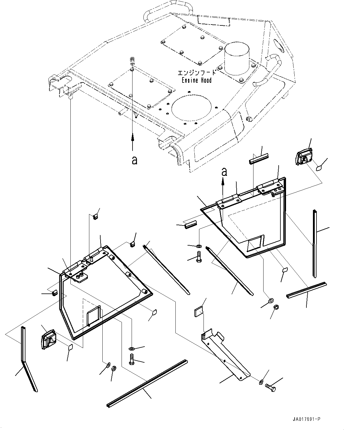 Komatsu parts book diagram for D85PX-18E0 S/N 26001-UP: ENGINE HOOD AND SIDE COVER GROUP, SIDE COVER TOP, R.H.(#26001-)