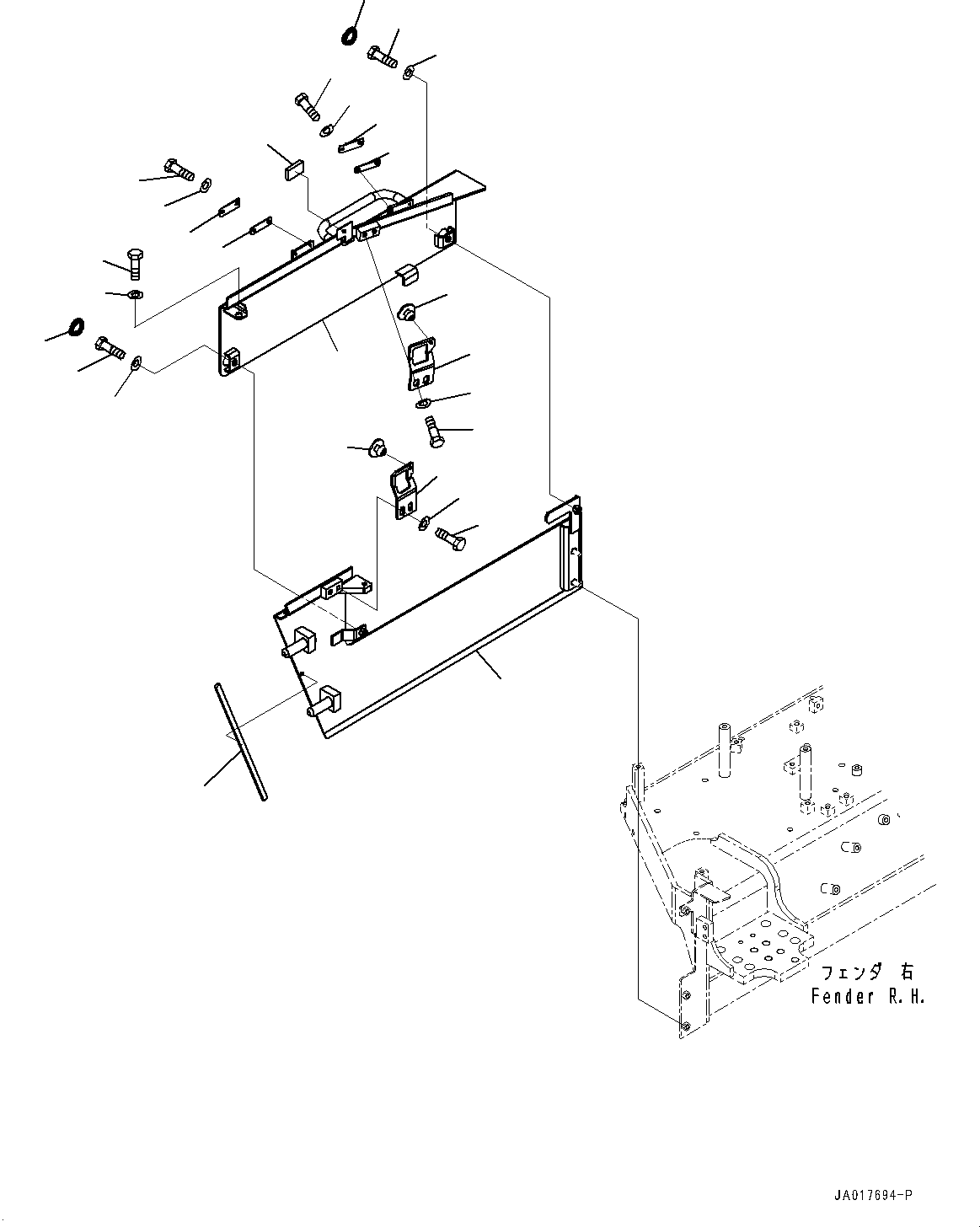 Komatsu parts book diagram for D85PX-18E0 S/N 26001-UP: ENGINE HOOD AND SIDE COVER GROUP, SIDE COVER BOTTOM, R.H.(#26001-)