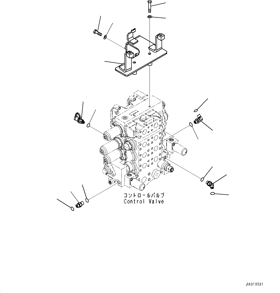Komatsu parts book diagram for D85PX-18E0 S/N 26001-UP: FENDER, CONTROL VALVE RELATED PARTS(#25001-)