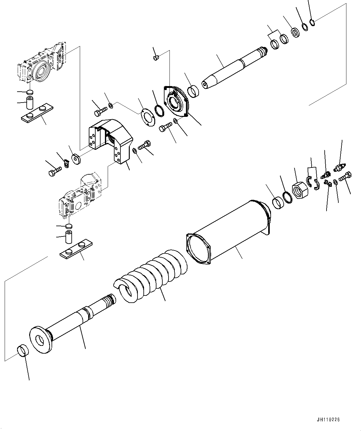 Komatsu parts book diagram for D85PX-18E0 S/N 26001-UP: TRACK FRAME, RECOIL SPRING, L.H.(#26001-)